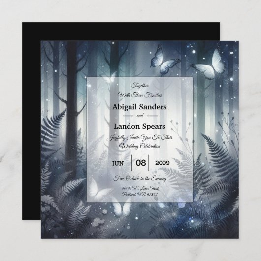 Einladung zur Hochzeitsfeier in Mondlicht und Mitt (Vorne/Hinten)