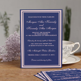 Einladung zur Hochzeitsfeier in Navy Blue Blush Pi