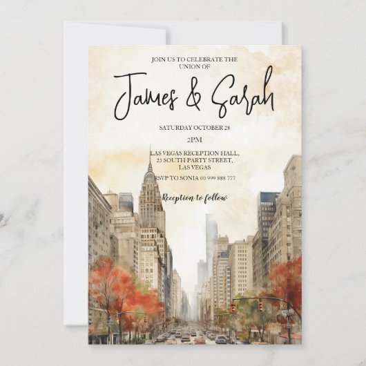 Einladung zur Hochzeitsfeier in New York (Vorderseite)
