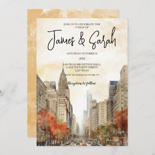 Einladung zur Hochzeitsfeier in New York (Vorne/Hinten)