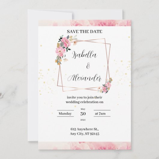 Einladung zur Hochzeitsfeier in Pink Floral (Vorderseite)