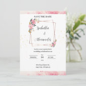 Einladung zur Hochzeitsfeier in Pink Floral (Stehend Vorderseite)