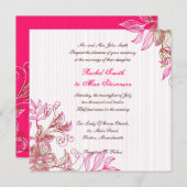 Einladung zur Hochzeitsfeier in Pink und Brown (Vorne/Hinten)