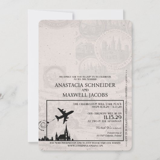 Einladung zur Hochzeitsfeier in Red Poland Passpor (Vorderseite)