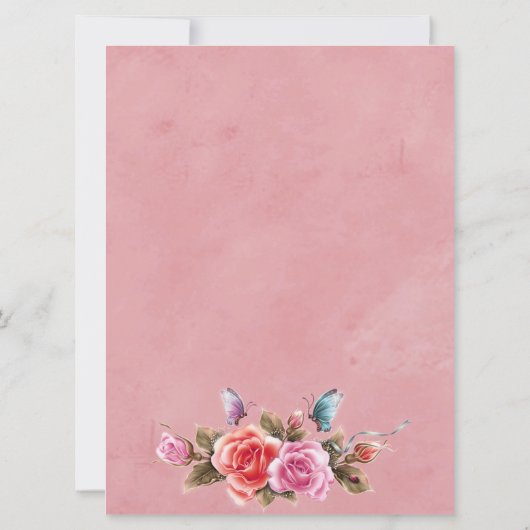 Einladung zur Hochzeitsfeier in Rosa (Rückseite)