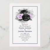 Einladung zur Hochzeitsfeier in Schwarz und Lilac (Vorderseite)