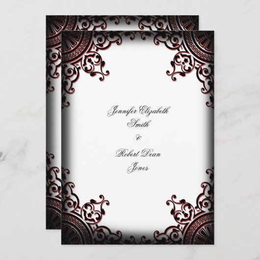 Einladung zur Hochzeitsfeier in Schwarz und Rot-Go (Vorne/Hinten)