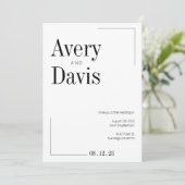 Einladung zur Hochzeitsfeier in Schwarz und Weiß (Stehend Vorderseite)