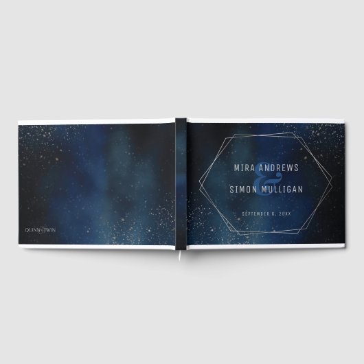 Einladung zur Hochzeitsfeier in Silver Galaxy Gästebuch (Voll)