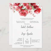 Einladung zur Hochzeitsfeier in Spanisch-Rote Blum (Vorne/Hinten)