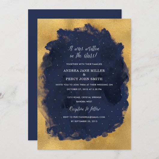 Einladung zur Hochzeitsfeier in Starry Night (Vorne/Hinten)