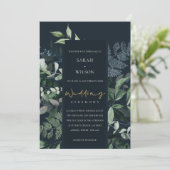 Einladung zur Hochzeitsfeier in tropischen Blätter (Stehend Vorderseite)