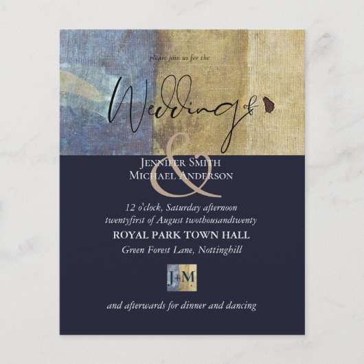 Einladung zur Hochzeitsfeier in Urban Navy Moderne (Vorderseite)