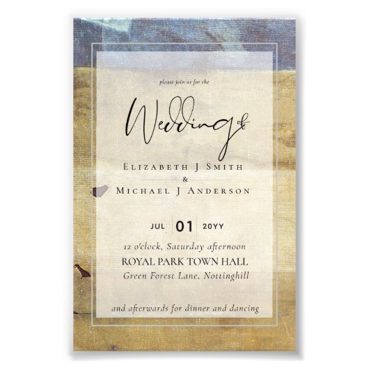 Einladung zur Hochzeitsfeier in Urban Navy Moderne Fotodruck (Vorne)