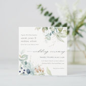 Einladung zur Hochzeitsfeier in weichem Pastellbla (Stehend Vorderseite)