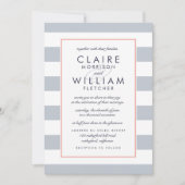 Einladung zur Hochzeitsfeier | Korallen und Grau (Vorderseite)