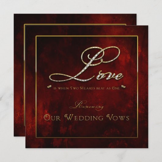 Einladung zur Hochzeitsfeier - Liebe - Zwei Herzen (Vorne/Hinten)