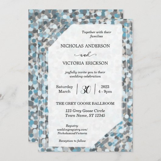 Einladung zur Hochzeitsfeier mit Abstraktem Kies i (Vorne/Hinten)