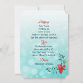 Einladung zur Hochzeitsfeier mit Aquamariner und r (Rückseite)