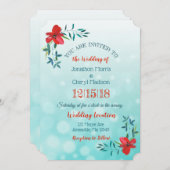 Einladung zur Hochzeitsfeier mit Aquamariner und r (Vorne/Hinten)