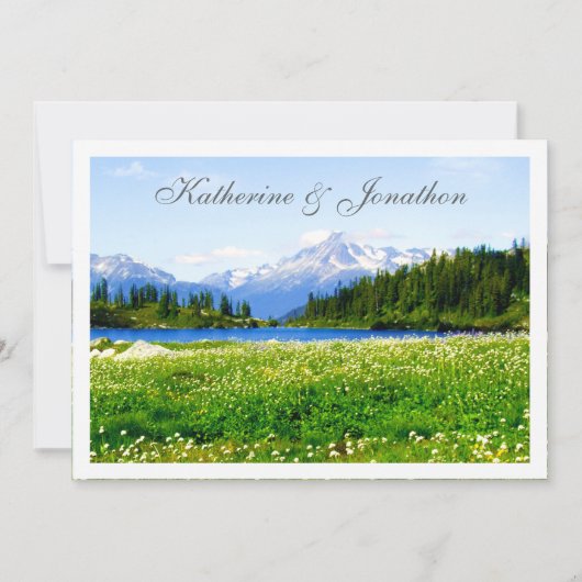 Einladung zur Hochzeitsfeier mit Bergblick (Vorderseite)