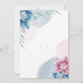 Einladung zur Hochzeitsfeier mit blauer Blume (Rückseite)