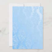 Einladung zur Hochzeitsfeier mit blauer Blume (Rückseite)