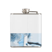 Einladung zur Hochzeitsfeier mit blauer Blume Flachmann (Rückseite)