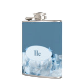 Einladung zur Hochzeitsfeier mit blauer Blume Flachmann (Links)