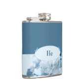 Einladung zur Hochzeitsfeier mit blauer Blume Flachmann (Rechts)