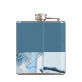 Einladung zur Hochzeitsfeier mit blauer Blume Flachmann (Rückseite)