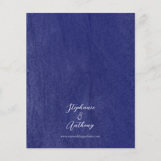 Einladung zur Hochzeitsfeier mit blauer Blütenblum (Rückseite)