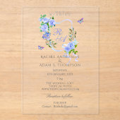 Einladung zur Hochzeitsfeier mit blauer Rose (Vorderseite)