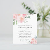 Einladung zur Hochzeitsfeier mit blühenden Wasserf (Stehend Vorderseite)