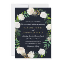 Einladung zur Hochzeitsfeier mit Blush Navy