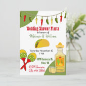 Einladung zur Hochzeitsfeier mit farbenfrohen Fies (Stehend Vorderseite)