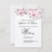 Einladung zur Hochzeitsfeier mit floralen Aquarell (Vorderseite)