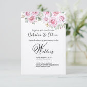 Einladung zur Hochzeitsfeier mit floralen Aquarell (Stehend Vorderseite)