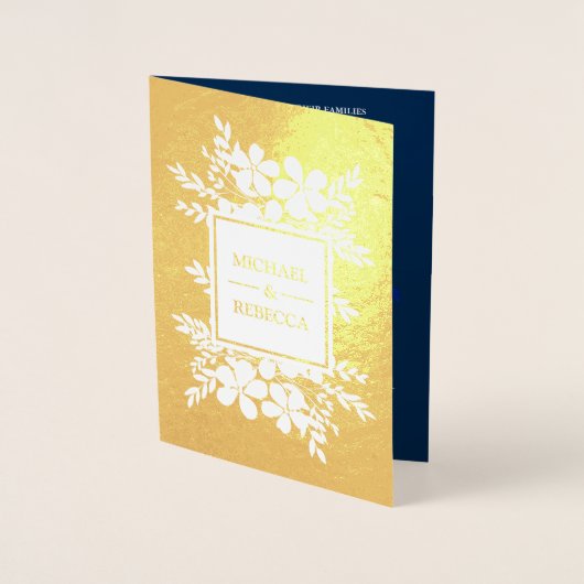 Einladung zur Hochzeitsfeier mit Goldfilm (Vorderseite)