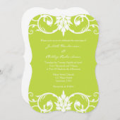 Einladung zur Hochzeitsfeier mit grünem Blumenwirb (Vorne/Hinten)