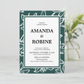 Einladung zur Hochzeitsfeier mit grünem Leaf (Stehend Vorderseite)