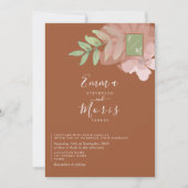 Einladung zur Hochzeitsfeier mit grünem Orange (Vorderseite)