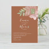 Einladung zur Hochzeitsfeier mit grünem Orange (Stehend Vorderseite)