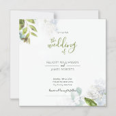 Einladung zur Hochzeitsfeier mit grünen Blättern (Vorderseite)