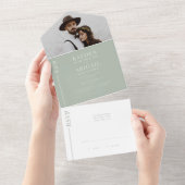 Einladung zur Hochzeitsfeier mit grüner Linie (Abreißen)