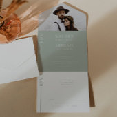 Einladung zur Hochzeitsfeier mit grüner Linie