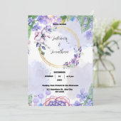 Einladung zur Hochzeitsfeier mit grüner und Lila W (Stehend Vorderseite)