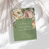 Einladung zur Hochzeitsfeier mit grüner und rosafa