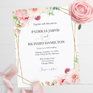 Einladung zur Hochzeitsfeier mit hoher Blütengeome