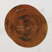 Einladung zur Hochzeitsfeier mit hölzernen Baumstu (Vorne/Hinten)